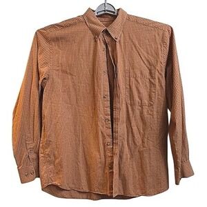 Eddie Bauer Mens Relaxed‎ Fit Button Down Shirt Long Sleeve Plaid Brown Size L